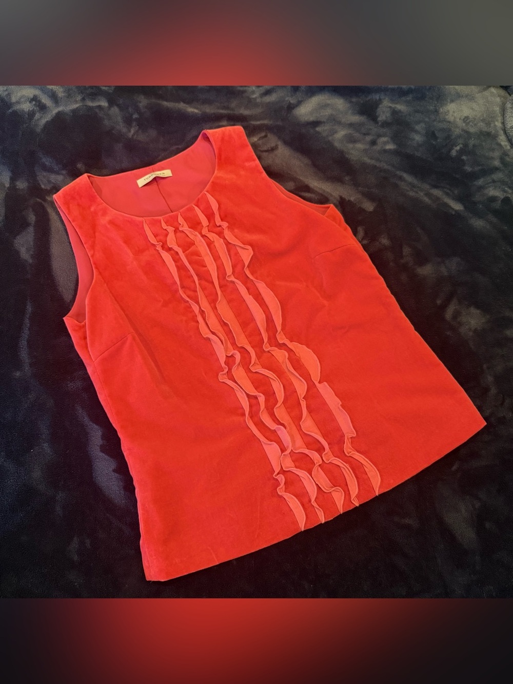 Sleeveless Red Ruffled Front Tank Top